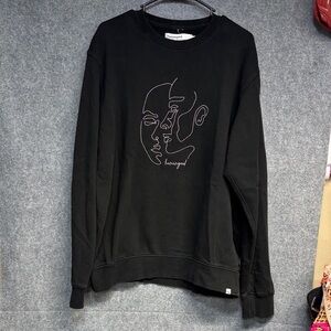 Human Good embroidered two faces black and white empathy sweatshirt XL